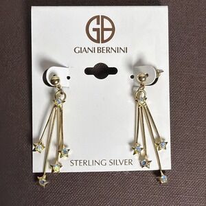 NWT Giani Bernini Sterling Silver Shooting Stars Celestial Gold Overlay Earrings